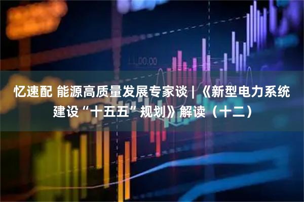 忆速配 能源高质量发展专家谈 | 《新型电力系统建设“十五五”规划》解读（十二）